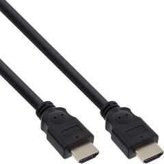 HDMI Kabel, HDMI-High Speed, Stecker / Stecker, verg. Kontakte, schwarz, 1m