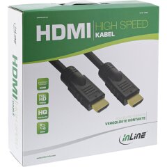 HDMI Kabel, HDMI-High Speed, Stecker / Stecker, verg. Kontakte, schwarz, 20m
