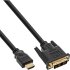 HDMI-DVI Kabel, vergoldete Kontakte, HDMI Stecker auf DVI 18+1 Stecker, 1m