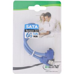 SATA 6Gb/s Anschlusskabel rund, abgewinkelt, blau, mit...
