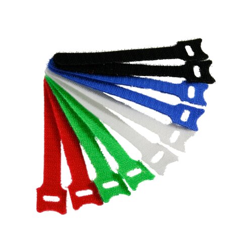 Kabelbinder 12x150mm, Klett-Verschluss, 10er, 5 versch. Farben