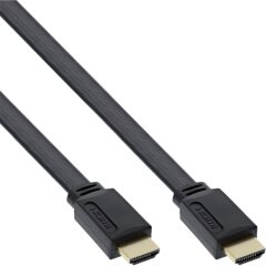 HDMI Flachkabel, HDMI-High Speed mit Ethernet, verg. Kontakte, schwarz, 5m