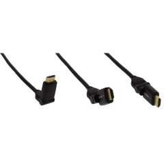 High Speed HDMI Kabel mit Ethernet, St/St, verg. Kontakte, schwarz, flexible Winkelstecker, 1,5m