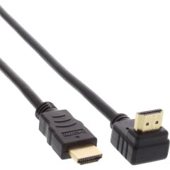 HDMI Kabel, gewinkelt, HDMI-High Speed mit Ethernet, Stecker / Stecker, verg. Kontakte, schwarz, 2m