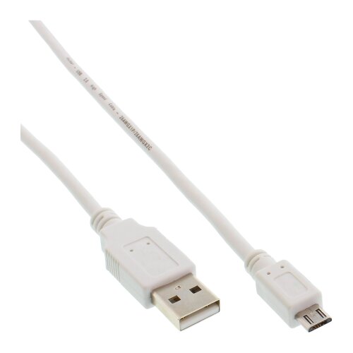 Micro-USB 2.0 Kabel, USB-A Stecker an Micro-B Stecker, wei&szlig;, 0,5m