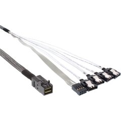 Mini SAS HD Kabel, SFF-8643 zu 4x SATA + Sideband, 0,5m