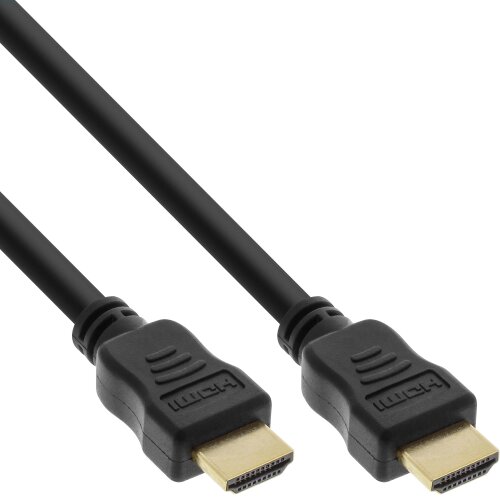 HDMI Kabel, HDMI-High Speed mit Ethernet, Premium, Stecker / Stecker, schwarz / gold, 2,5m