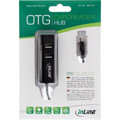 OTG Card Reader und Hub mit 3 USB 2.0 Ports, für SD...