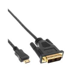 Mini-HDMI zu DVI Kabel, HDMI Stecker C zu DVI 18+1, verg. Kontakte, schwarz, 0,5m