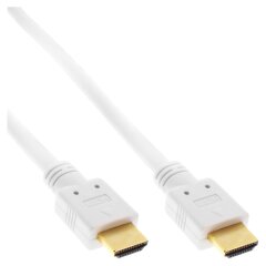 HDMI Kabel, HDMI-High Speed mit Ethernet, Premium, Stecker / Stecker, wei&szlig; / gold, 2m