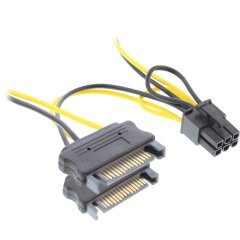 Stromadapter intern, 2x SATA zu 6pol. f&uuml;r PCIe (PCI-Express) Grafikkarten, 0,15m