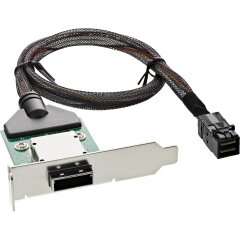 SAS HD low profile PCI Slotblech mit Kabel, ext. SFF-8088 auf int. SFF-8643, 0,5m