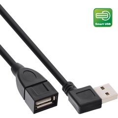 Smart USB 2.0 Verl&auml;ngerung gewinkelt, Stecker / Buchse, Typ A, schwarz, 1m