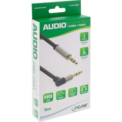Slim Audio Kabel Klinke 3,5mm ST/ST, gewinkelt, Stereo, 5m