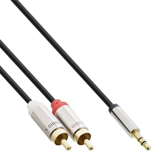 Slim Audio Kabel Klinke 3,5mm ST an 2x Cinch ST, 2m