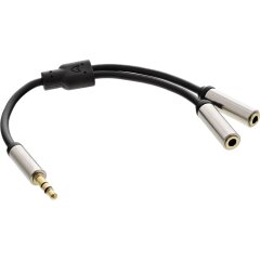 Slim Audio Y-Kabel Klinke 3,5mm ST an 2x Klinke BU, 0,15m