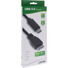 USB 3.1 Kabel, Typ C Stecker an Micro-B Stecker, schwarz, 2m