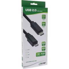 USB 2.0 Kabel, Typ C Stecker an Micro-B Stecker, schwarz, 1m