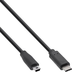 USB 2.0 Kabel, Typ C Stecker an Mini-B Stecker (5pol.), schwarz, 0,5m