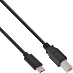 USB 2.0 Kabel, Typ C Stecker an B Stecker, schwarz, 1m