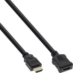 HDMI Verl&auml;ngerung, HDMI-High Speed, Stecker / Buchse, schwarz, vergoldete Kontakte, 2m