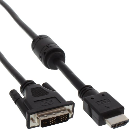 HDMI-DVI Adapterkabel, 19pol Stecker auf 18+1 Stecker, mit Ferrit, 0,5m