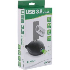 USB 3.2 Verl&auml;ngerung, A Stecker / Buchse, schwarz, mit Standfu&szlig;, 1m