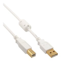 USB 2.0 Kabel, A an B, wei&szlig; / gold, mit Ferritkern, 10m