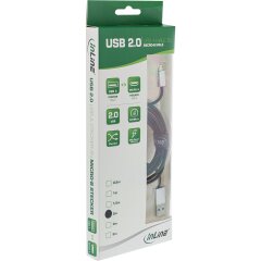 Micro-USB 2.0 Kabel, USB-A Stecker an Micro-B Stecker, schwarz, flexibel, 0,5m