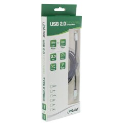 USB 2.0 Kabel, Typ C Stecker an Micro-B Stecker, schwarz/Alu, flexibel, 3m