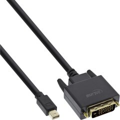 Mini DisplayPort zu DVI Kabel, Mini DisplayPort Stecker auf DVI-D 24+1 Stecker, schwarz/gold, 5m