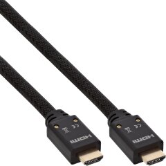 HDMI Aktiv-Kabel, HDMI-High Speed mit Ethernet, 4K2K, Stecker / Stecker, schwarz / gold, Nylon Geflecht Mantel 10m