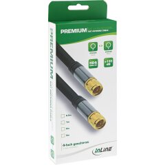 Premium SAT-Anschlusskabel, 4x geschirmt, 2x F-Stecker, &gt;110dB, schwarz, 0,5m