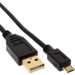 Micro-USB 2.0 Kabel, USB-A Stecker an Micro-B Stecker, vergoldete Kontakte, 0,3m