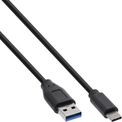 USB 3.2 Kabel, Typ C Stecker an A Stecker, schwarz, 0,3m
