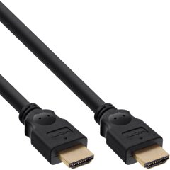 HDMI Kabel, HDMI-High Speed, Stecker / Stecker, verg. Kontakte, schwarz, 0,3m
