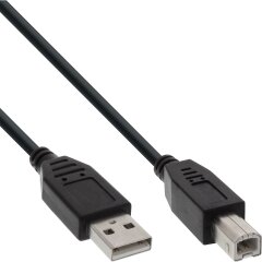 USB 2.0 Kabel, A an B, schwarz, 0,3m