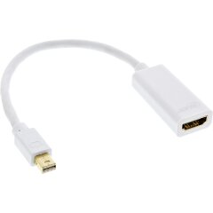 Mini DisplayPort HDMI Adapterkabel mit Audio, Mini DisplayPort Stecker auf HDMI Buchse, 4K/60Hz, wei&szlig;, 0,15m