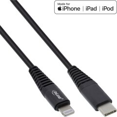USB-C Lightning Kabel, f&uuml;r iPad, iPhone, iPod, schwarz/Alu, 2m MFi-zertifiziert