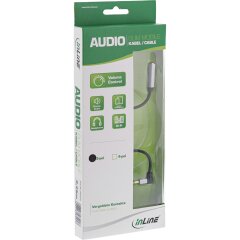 Slim Audio Kabel Klinke 3,5mm ST gewinkelt / BU, mit Lautst&auml;rkeregler, 0,25m