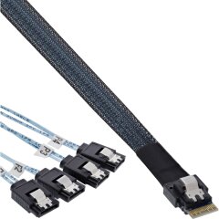 Slim SAS Kabel, SFF-8654 zu 4x SATA 7-pin, 12Gb/s, 0,5m