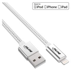 Lightning USB Kabel, f&uuml;r iPad, iPhone, iPod, silber/Alu, 1m MFi-zertifiziert