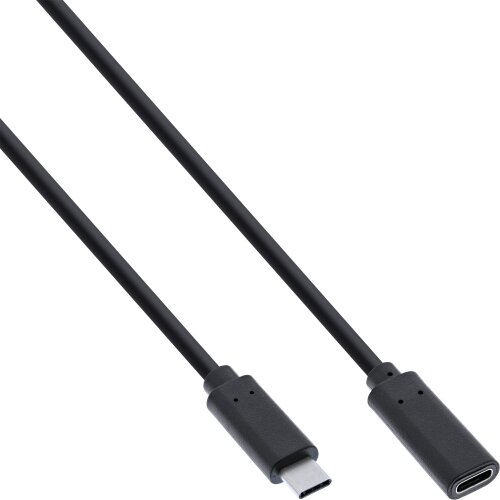 USB 3.2 Kabel, USB Typ-C Verl&auml;ngerung Stecker/Buchse, schwarz, 1m