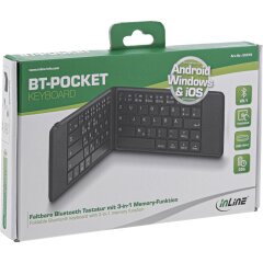 faltbare Bluetooth Tastatur &quot;BT-Pocket&quot;, grau, f&uuml;r bis zu 3 Bluetooth-Ger&auml;te