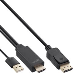 HDMI zu DisplayPort Konverter Kabel, 4K, schwarz/gold, 2m