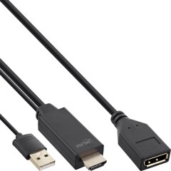 HDMI ST zu DisplayPort BU Konverter Kabel, 4K, schwarz/gold, 0,3m
