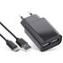 USB DUO+ Ladeset, Netzteil 2-fach + USB Typ-C Kabel, Ladeger&auml;t, Stromadapter, 100-240V zu 5V/2.1A, schwarz