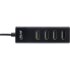 USB 2.0 Hub, 4 Port, schwarz, Kabel 30cm, schmale Bauform