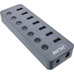 USB 3.2 Gen.1 Hub, 7-Port, mit Schalter, Aluminium, grau,...