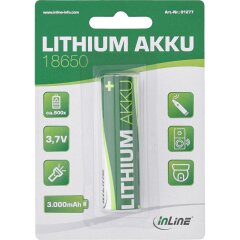 Lithium Akku, 3000mAh, 18650, 3,7V